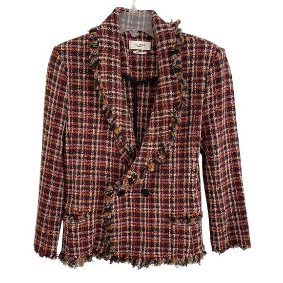 Isabel Marant Etoile Nicole Tweed Fringe Collar Blazer Jacket Double Breasted 6 - Picture 8 of 13